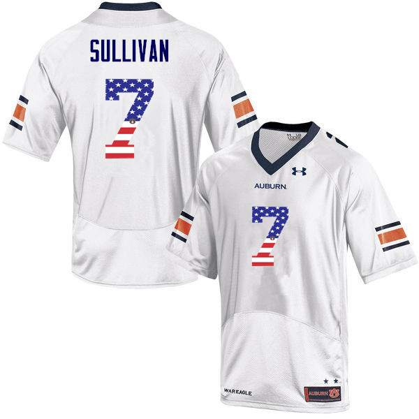Men #7 Pat Sullivan Auburn Tigers USA Flag Fashion College Football Jerseys-White